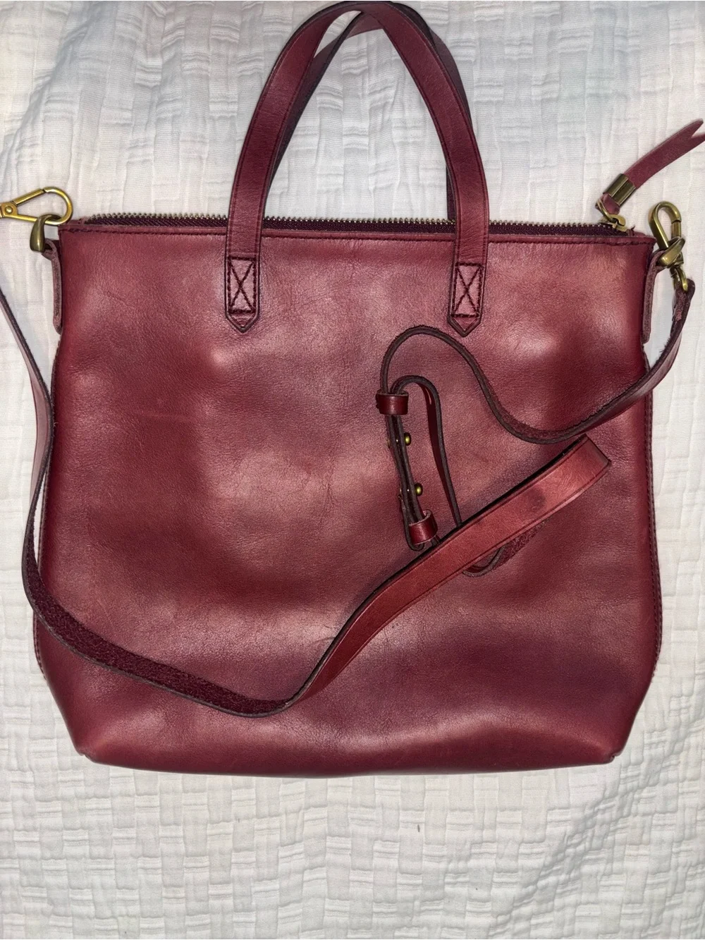 Madewell Small Zip-Top Transport Crossbody Bag Leather Dark Cabernet Burgundy
